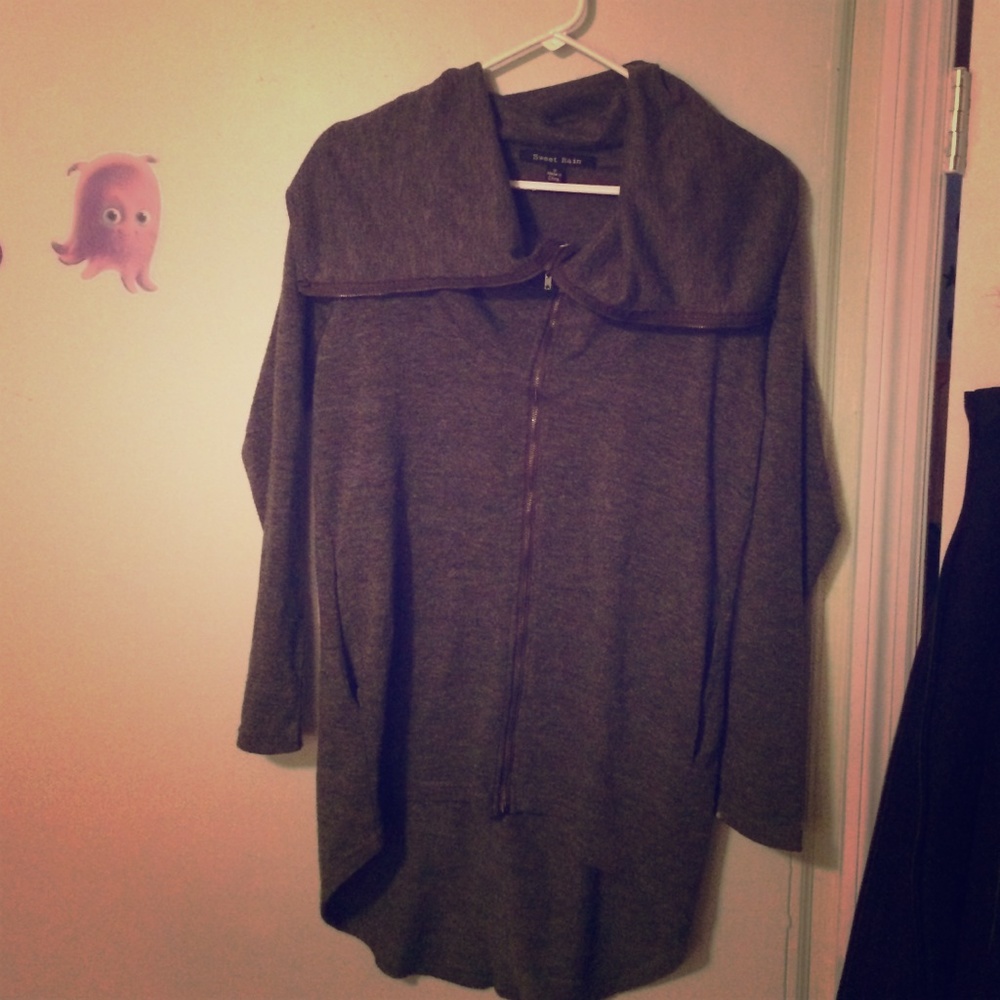 Modcloth dark green tunic cardigan
